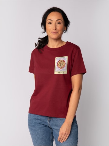 wat? Apparel T-Shirt Tarot The Pizza in Weinrot