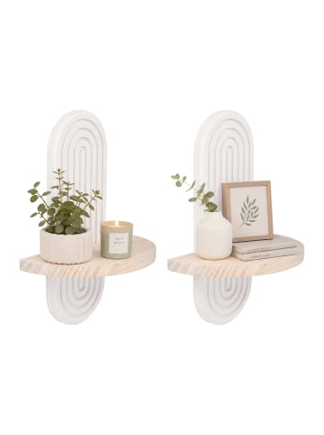 relaxdays 2 x Wandregal in Weiß/ Natur - (B)21,5 x (H)30 x (T)12 cm