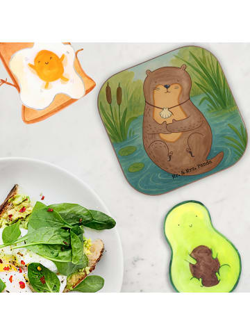 Mr. & Mrs. Panda Flaschenuntersetzer Otter Muschel Design ohne S... in Weiß