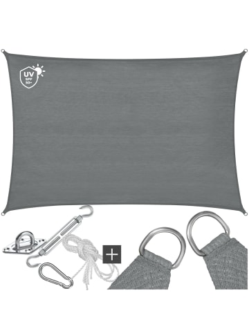 tectake Sonnensegel Sunny umfangreiches Montagematerial, grau