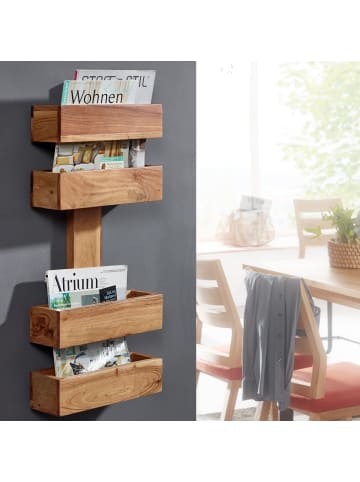 KADIMA DESIGN Zeitungsständer aus Massivholz, klassisch und stilvoll, viel Stauraum in Beige