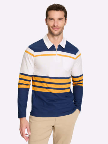 WITT WEIDEN Langarmshirt in dunkelblau-ocker-gestreift