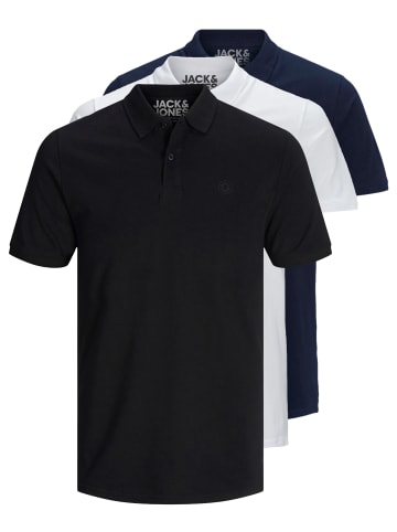 Jack & Jones 3er-Set Poloshirt in Black/White/Navy