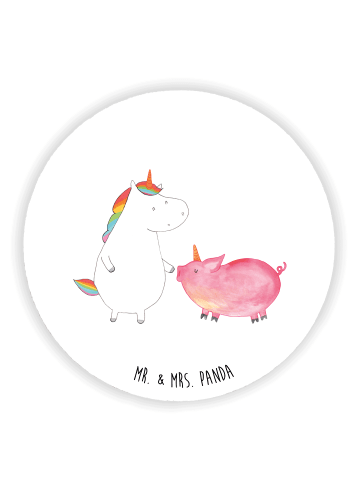 Mr. & Mrs. Panda Rund Magnet Einhorn Schwein ohne Spruch in Weiß