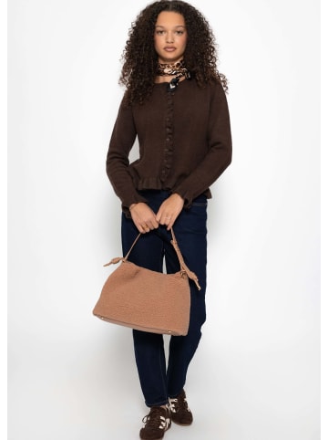SASSYCLASSY Cardigan mit Rüschen in Dunkelbraun