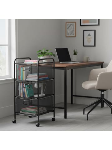 relaxdays Rollwagen in Schwarz - (B)33 x (H)63 x (T)31,5 cm