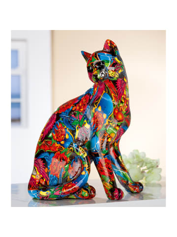 GILDE Katze "Street Art" in Bunt - H. 29 cm - B. 23 cm