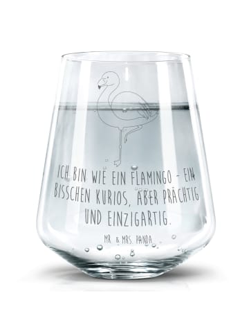 Mr. & Mrs. Panda Trinkglas Flamingo Classic mit Spruch in Transparent
