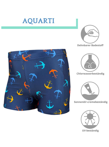 Aquarti Jungen Badehose Gestreift mit Motiven in orange