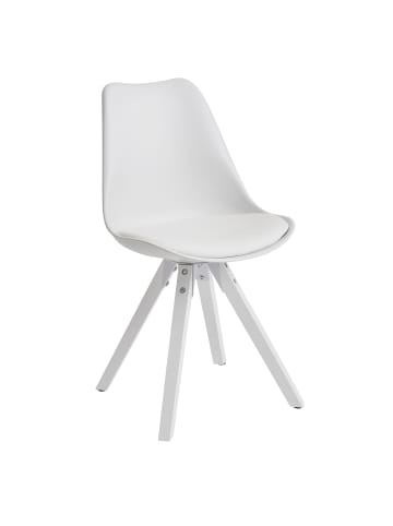 KADIMA DESIGN Esszimmerstühle 2er-Set | Kunstleder, Weiße Beine, Filzgleiter in Weiß