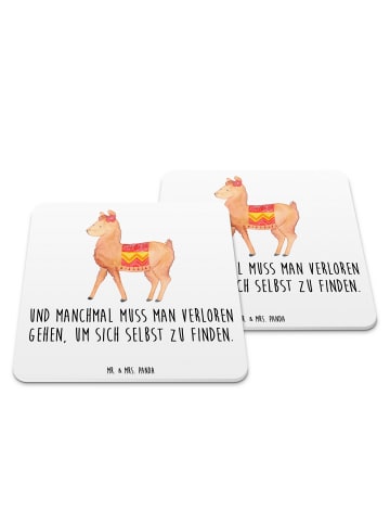 Mr. & Mrs. Panda Untersetzer für Gläser Alpaka Stolz mit Spruch in Weiß
