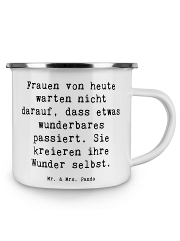 Mr. & Mrs. Panda Emaille Tasse Spruch Hoffnung schaffen mit Spruch in Weiß