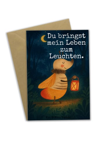 Mr. & Mrs. Panda Grußkarte Glühwürmchen Design mit Spruch in Weiß