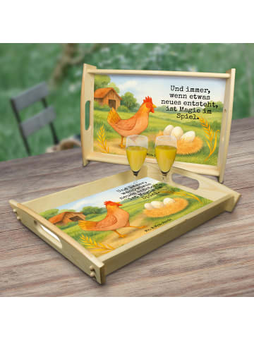 Mr. & Mrs. Panda Serviertablett Huhn Stolz Design mit Spruch in Weiß