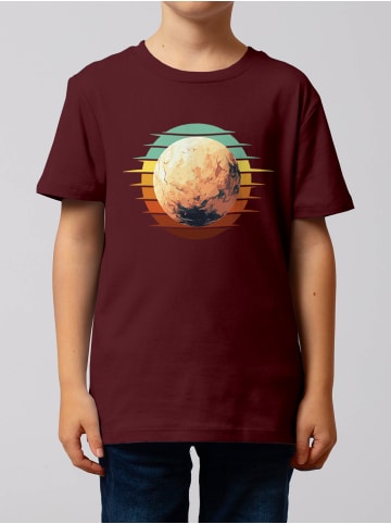 wat? Apparel T-Shirt Pluto Retro Sunset in Weinrot