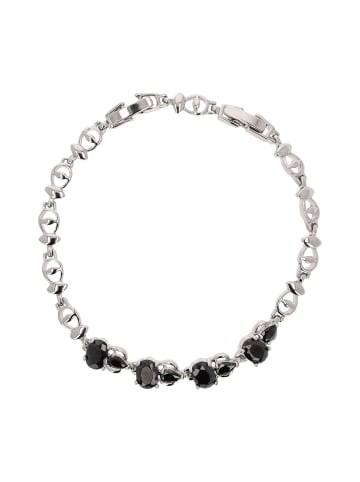 faina Women Link Bracelet in Silver Black