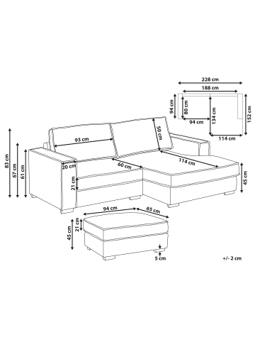 Beliani 2-tlg Ecksofa KOLDING in Beige/Schwarz