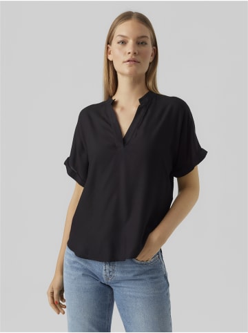 Vero Moda Top Casual Splitneck Bluse in Schwarz
