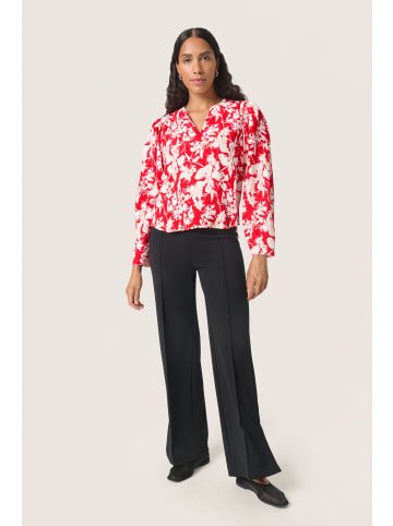 Soaked in Luxury Langarm-Bluse SLOline Gerade Passform in Salsa Flower Print