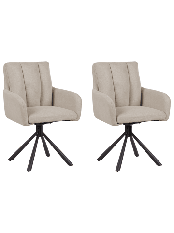 Beliani 2er-Set Esszimmerstuhl SARDOAL in Beige/Schwarz