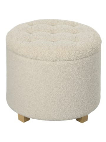 HOMCOM Sitzhocker-Ø45 x 41H cm-Cremeweiß