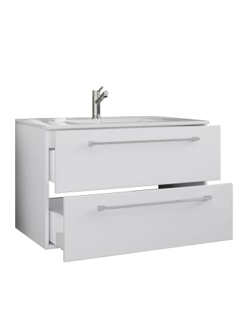 VCM  2-tlg. Waschplatz Waschtisch Badinos 2 Schublade in Weiß