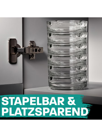 Praknu Aschenbecher aus Glas Rund - 6er Set - Spülmaschinenfest - Stapelbar