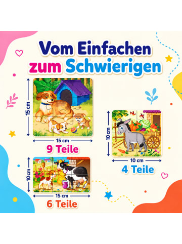 MAGNIKON Puzzle ab 3, Auf dem Bauernhof, Kinderpuzzle 61 Teile