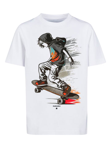 F4NT4STIC T-Shirt Skateboarder in weiß