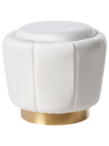 Beliani Pouf IRVING in Weiß/Gold - (W) 43 x (H) 37 x (L) 43 cm