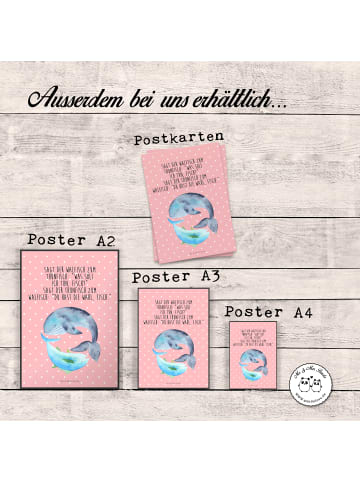 Mr. & Mrs. Panda Artprint Walfisch Thunfisch mit Spruch in Rot Pastell