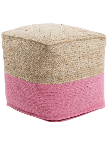 Beliani Pouf KIRAMA in Beige/Rosa - (W) 44 x (H) 44 x (L) 44 cm