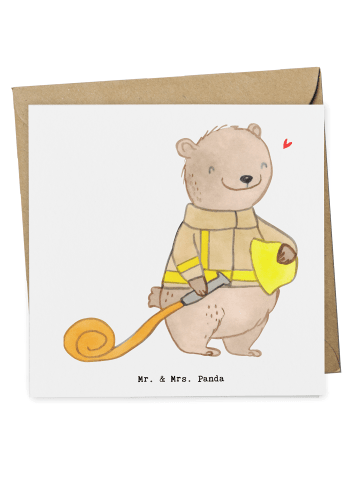 Mr. & Mrs. Panda Deluxe Karte Bär Freiwillige Feuerwehr ohne Spruch in Weiß