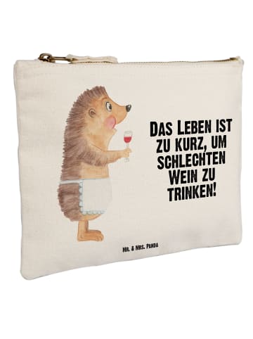 Mr. & Mrs. Panda Schminktasche Igel Wein mit Spruch in Weiß