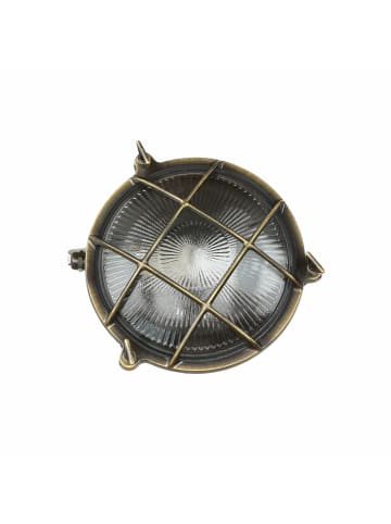 Licht-Erlebnisse Außen Wandlampe Ø 21 x (H)21 cm in Messing Antik