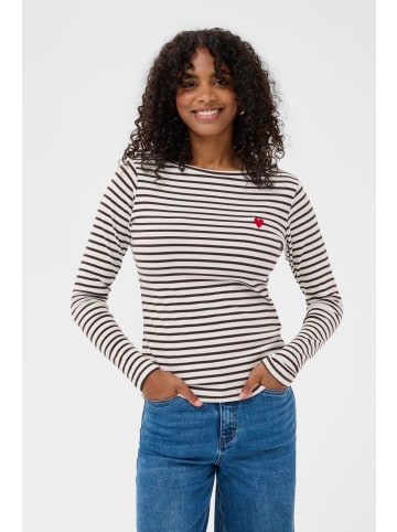 Kaffe Langarm-Shirt KAliddy Regular fit in Chalk/Black Coffee - Red Heart