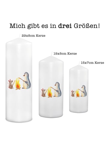 Mr. & Mrs. Panda Stumpenkerze Pinguin Lagerfeuer ohne Spruch in Weiß