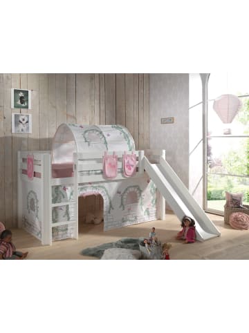 58 aufm Kessel KINDERBETT mit Rutsche Karolina Massivholz Weiß Textilset Burg 4