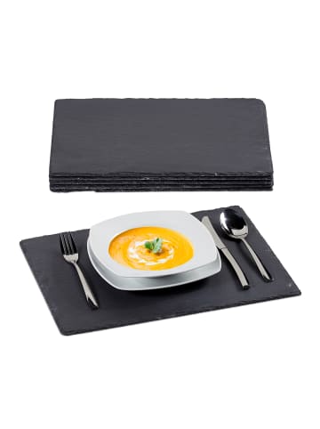 relaxdays 6x Schieferplatte in Anthrazit - (B)30 x (T)40 cm