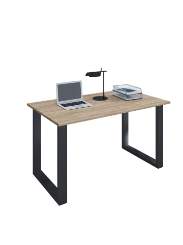 VCM  Holz Schreibtisch Computertisch Lona U Alu Silber in Schwarz / Sonoma-Eiche