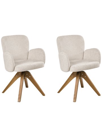 Beliani 2er-Set Esszimmerstuhl JEAN in Beige/Braun