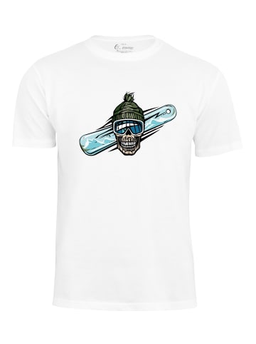 Cotton Prime® T-Shirt Skull on Snowboarding in weiss