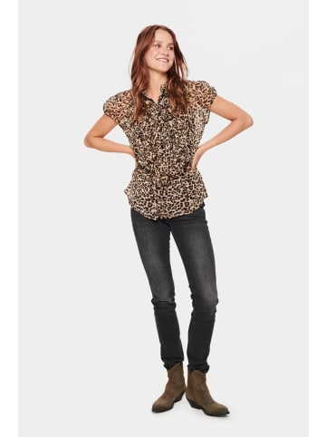 SAINT TROPEZ Langarm - Hemd LiljaSZ Gerade Passform in Black Reg Leo