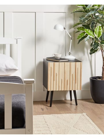 Beliani Nachttisch DALCROSS in Braun/Schwarz - (W) 40 x (H) 50 x (L) 35 cm