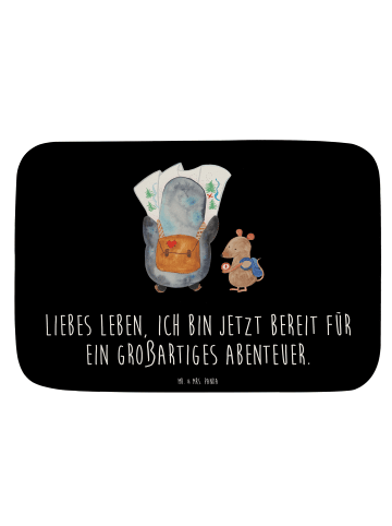 Mr. & Mrs. Panda Badematte Pinguin & Maus Wanderer mit Spruch in Schwarz