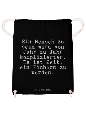 Mr. & Mrs. Panda Baumwolltasche Ein Mensch zu sein... mit Spruch in Schwarz