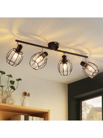 ZMH Deckenleuchte in Schwarz 4-flammige E14 Kristall schwenkbar Deckenstrahler