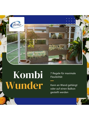 Coemo Vertikalbeet Riga Kräuterbeet Holz 6 Regale in Grau