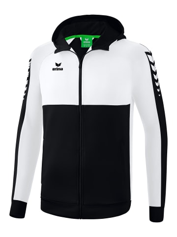 erima Kinder Six Wings Trainingsjacke mit Kapuze in schwarz/weiss