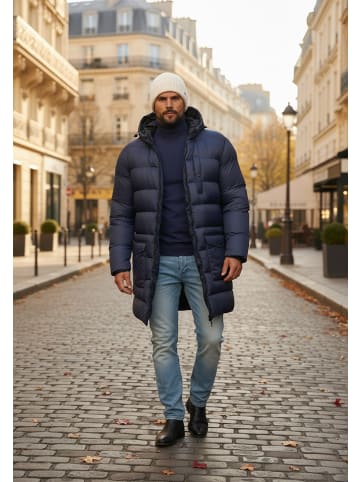 SOULSTAR Parka - mit Kapuze als Winterjacke - Langer Steppmantel in Navy